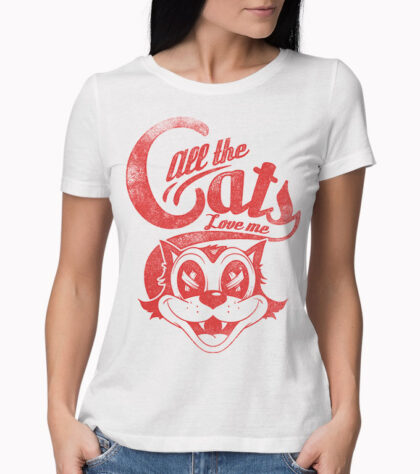 T-shirt All The Cats Femme Blanc