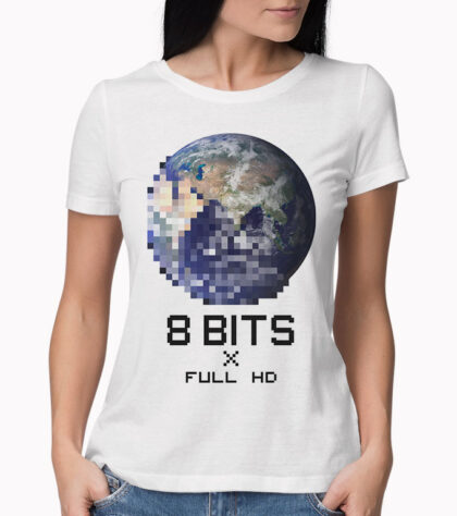T-shirt 8bits x full hd Femme Blanc