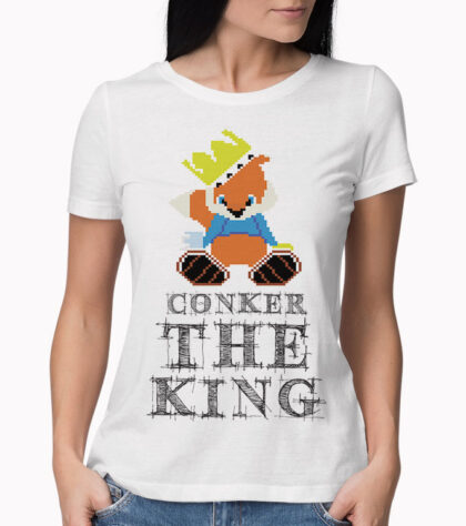 T-shirt Geek Conker the king Femme Blanc