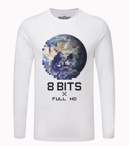 T-shirt 8bits x full hd tshirt-geek-manches-longues Blanc