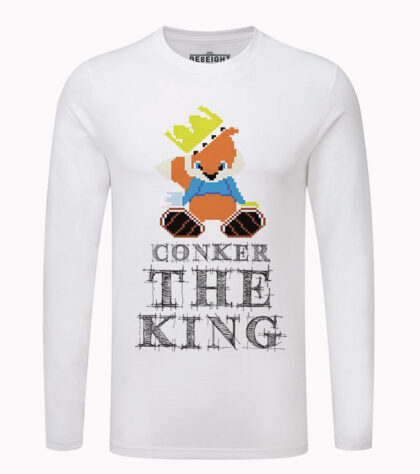 T-shirt Geek Conker the king tshirt-geek-manches-longues Blanc