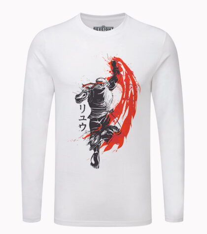 T-shirt Street Fighter traditional fighter tshirt-geek-manches-longues Blanc