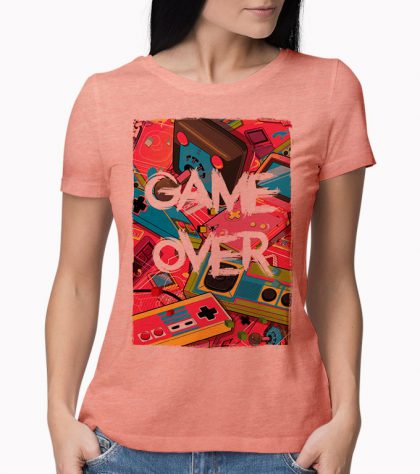 T-shirt Game Over Rétrogaming Femme coral-marl