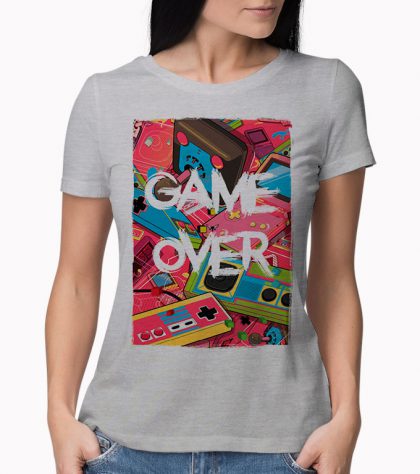 T-shirt Game Over Rétrogaming Femme Silver