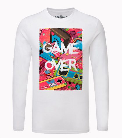 T-shirt Game Over Rétrogaming tshirt-geek-manches-longues Blanc