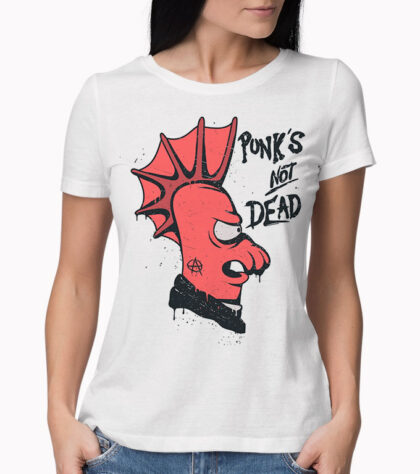 T-shirt Futurama Punk's Not Dead Femme Blanc