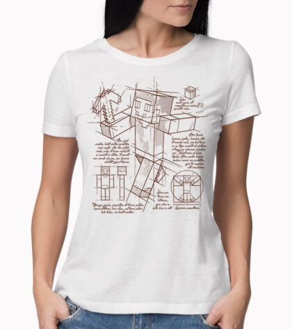 T-shirt Geek Minecraft Femme Blanc