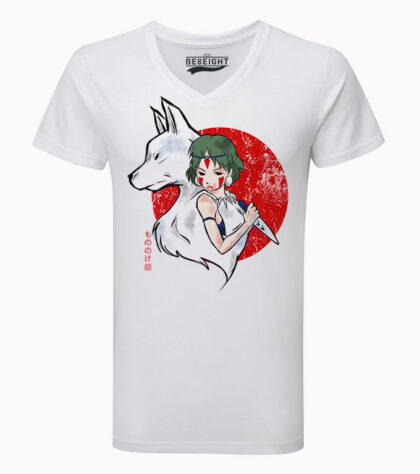 T-shirt Wolf Blood Homme Col V Blanc