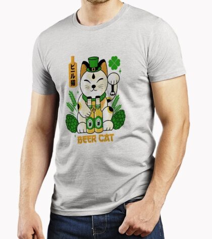 T-shirt Beer Cat Homme Silver