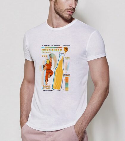T-shirt Open The Beer Homme Blanc