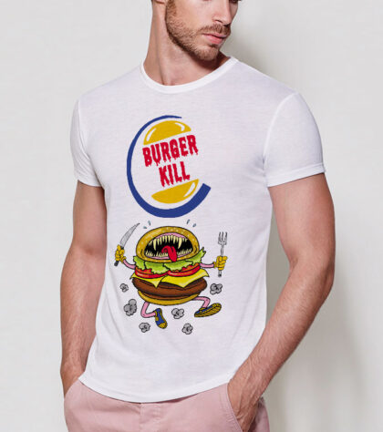 T-shirt Burger carnivore Homme Blanc