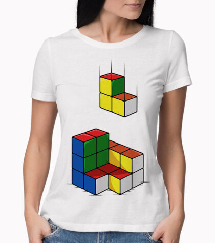 T-shirt Rubiks Cube Tetris Femme Blanc