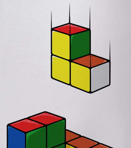 T-shirt Rubiks Cube Tetris Femme Blanc